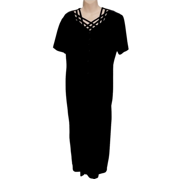 🔵BOGO FREE🔵 Vintage 90's Dressy Betsy Black Velvet Maxi Dress Sz 16 - Picture 1 of 5